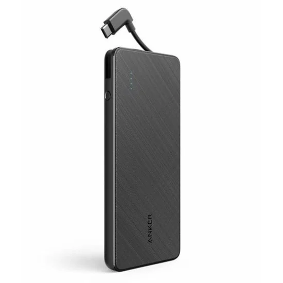Anker Powercore+ Metro 10000 With Built-In Usb-C Cable -Black Fabric